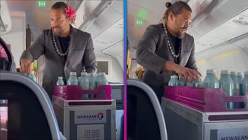Jason Momoa Takes on Flight Attendant Duties During Flight